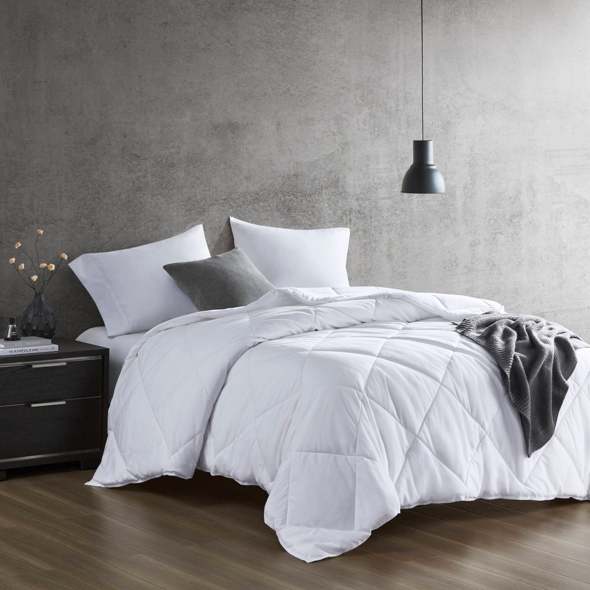 Oversized Down Alternative Comforter White King Cal King White Nylon