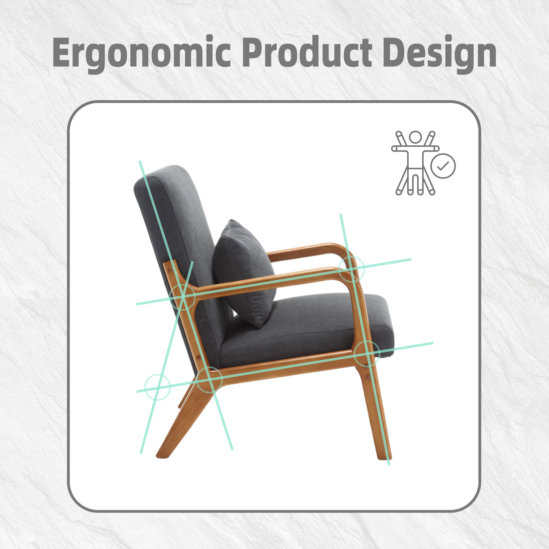 Coolmore Modern Accent Chair, Solid Wood Padding Lounge Armchairs With One Pillow For Living Room, Bedroom, Guest Room Gray Gray Primary Living Space Foam Velvet