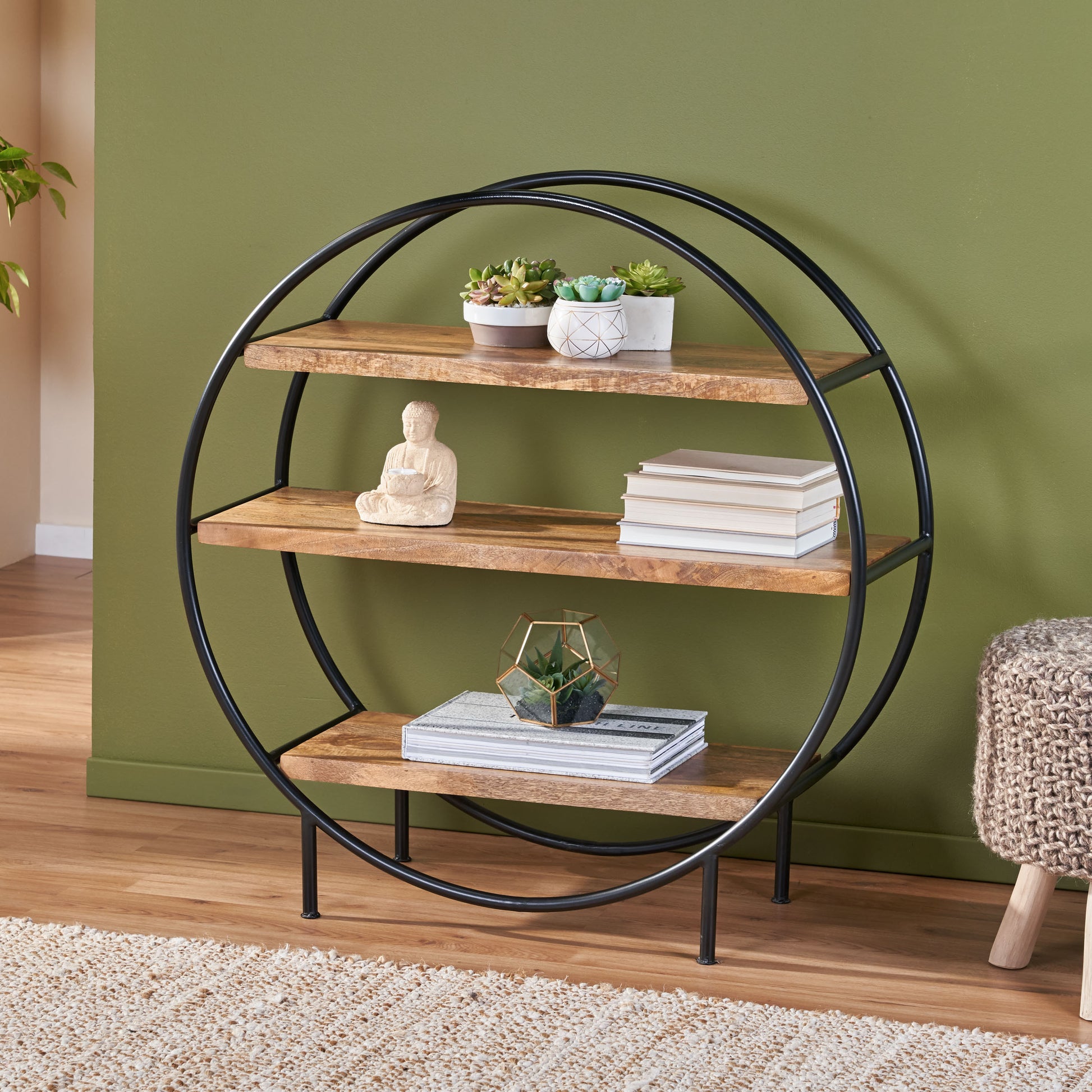 Round Shelf Natural Wood