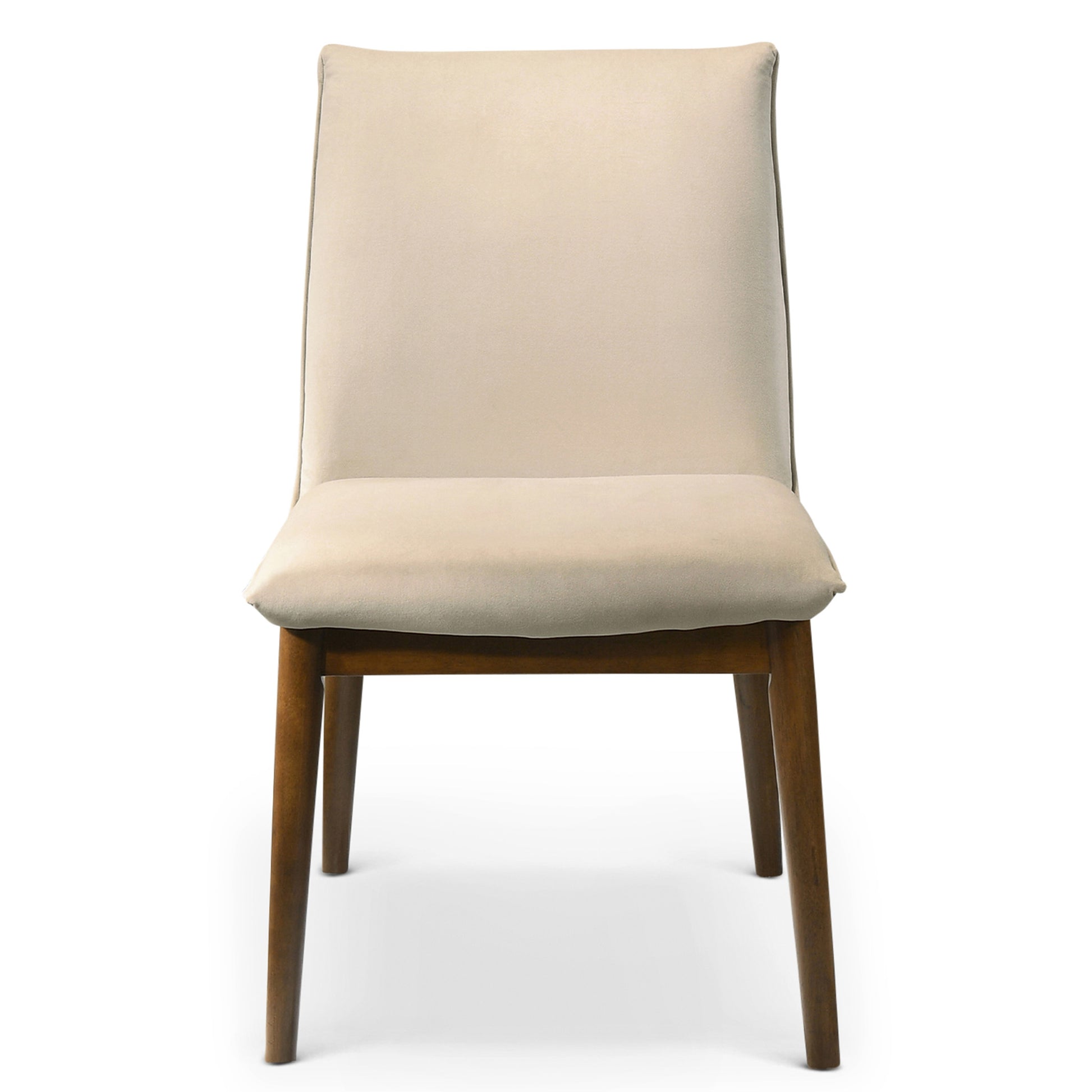 Monza Beige Velvet Dining Chair Set Of 2 Solid Beige,Brown Brown Dining Room Foam Wipe Clean Mid Century Modern Dining Chairs Foam Solid Wood,Velvet