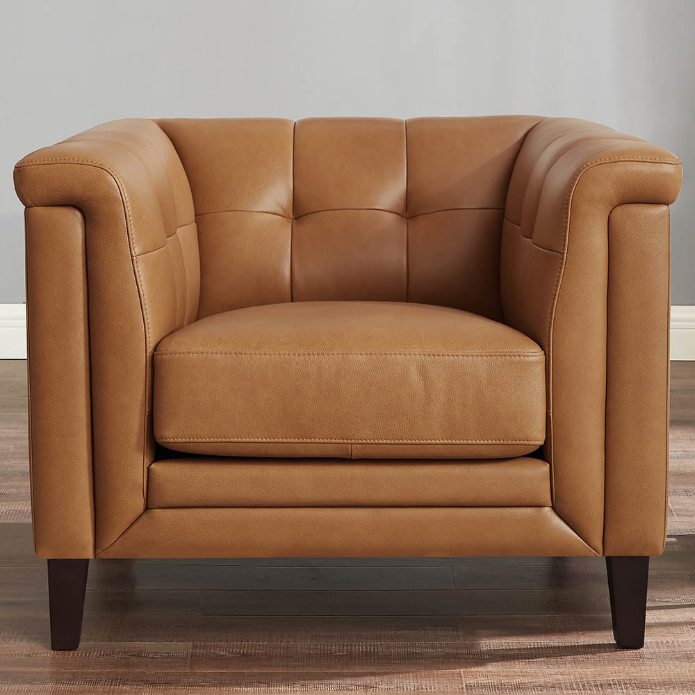 Arvo Leather Chair Cognac Down Filling Genuine Leather