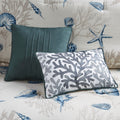 7 Piece Cotton Sateen Comforter Set Blue Queen Queen Blue Cotton