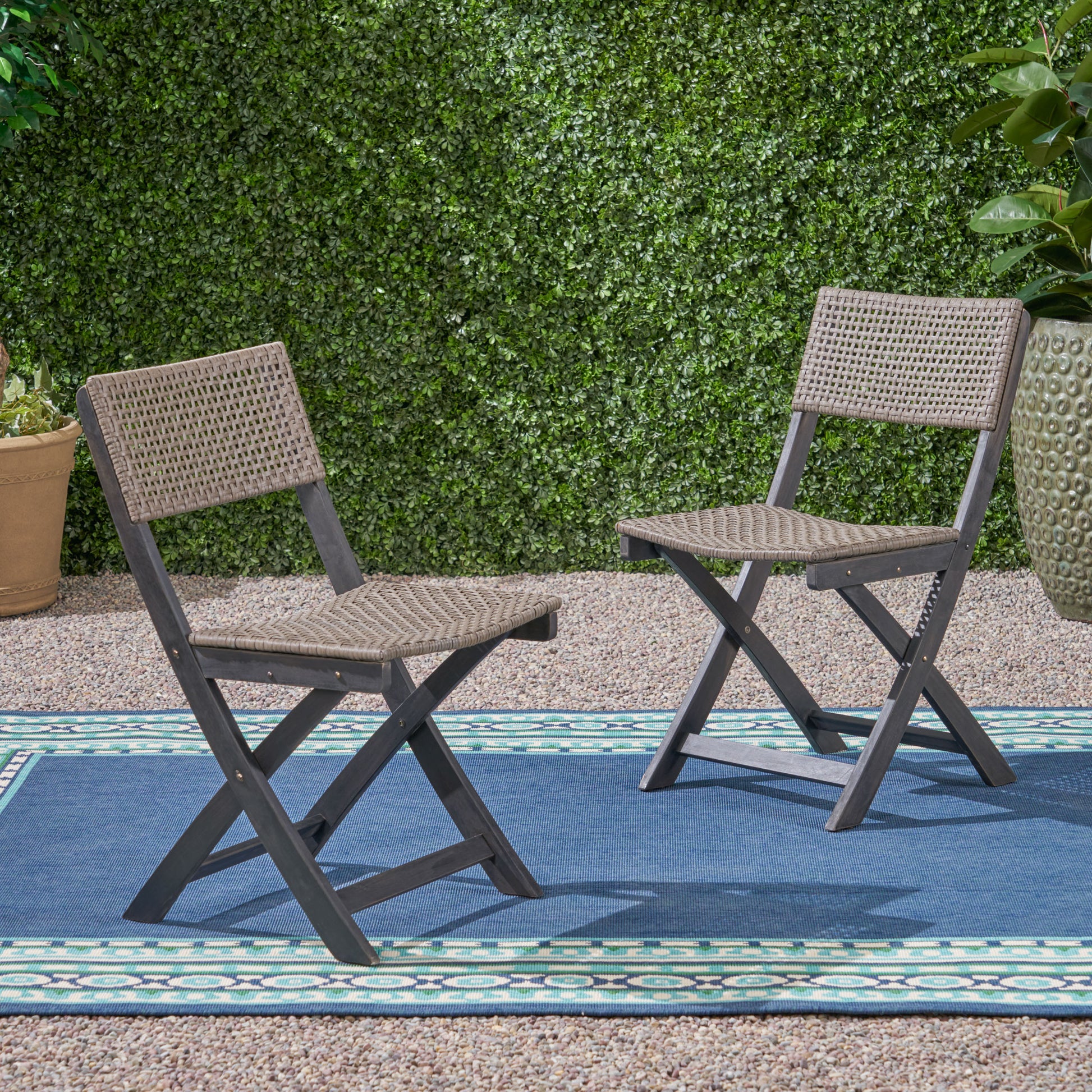 Hillside Bistro Chair,Set Of 2 Grey Brown Wood