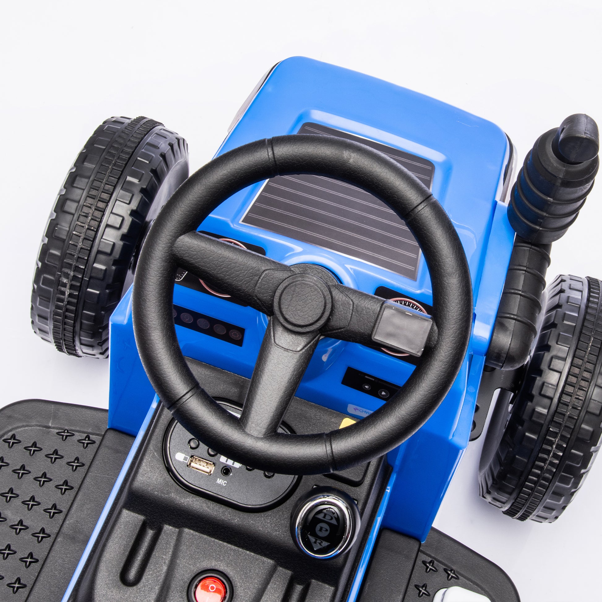 12V Kids Ride On Electric Tractor Black Knight,Kids Ride On Toy.2Wd,Non Skid Tires, Steering Wheel, Foot Pedal,With Removable Storage Tug,Light,Bluetooth,Music,Mp3,Usb,Power Display For Kids Aged 2 3. Blue 50 99 Lbs Polypropylene