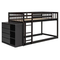 Twin Over Twin Bunk Bed With 4 Drawers And 3 Shelves Espresso Twin Espresso Solid Wood