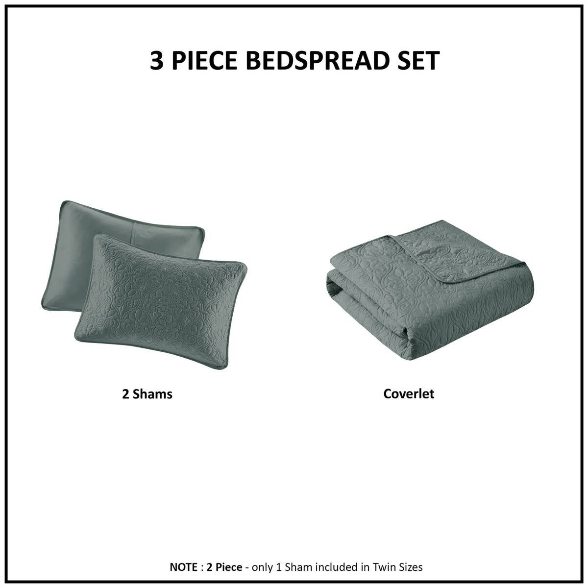 3 Piece Reversible Bedspread Set Balsam Green King Green Polyester