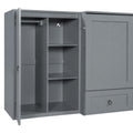 Queen Size Murphy Bed With Usb Port, Little Wardrobes And Drawers, Gray Queen Gray Particle Board Mdf