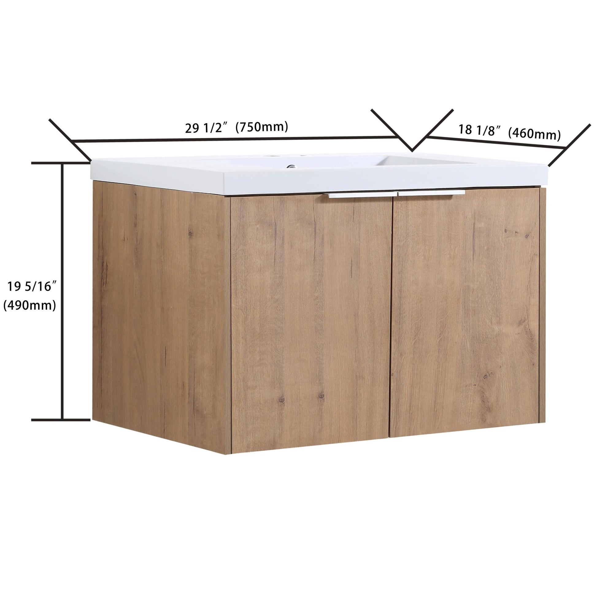 Soft Close Doors Bathroom Vanity With Sink,30 Inch For Small Bathroom,30X18 00630 Imo Kd Packing Imitative Oak Bathroom Modern Plywood Plywood
