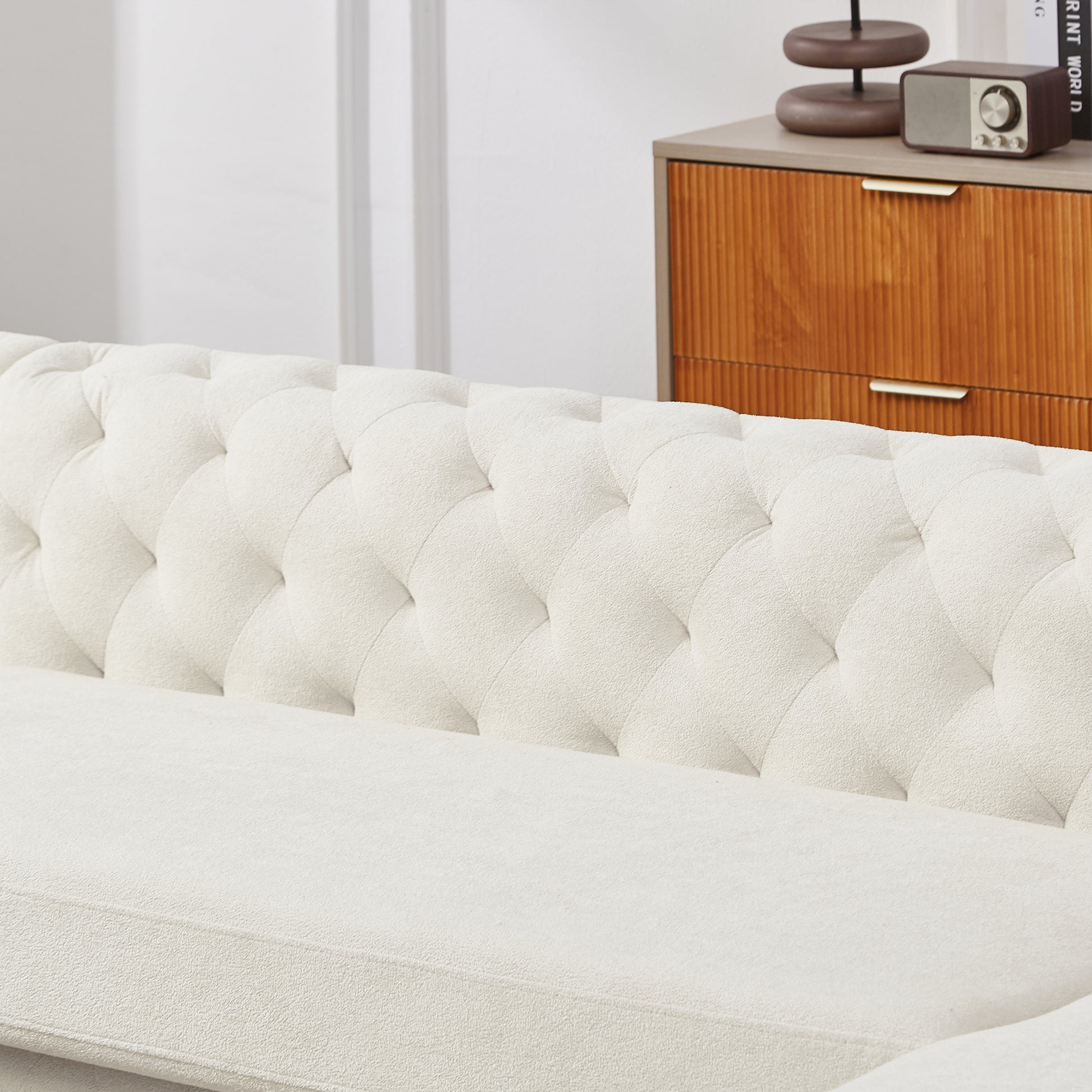 126 Inch Modern Style Chenille Three Piece Sofa, Pull Point Design U Shaped Sofa Two Chaise Longue Seats, Two Pillows And Plastic Feet, Suitable For Living Room, Bedroom, Lounge And Projection Room
