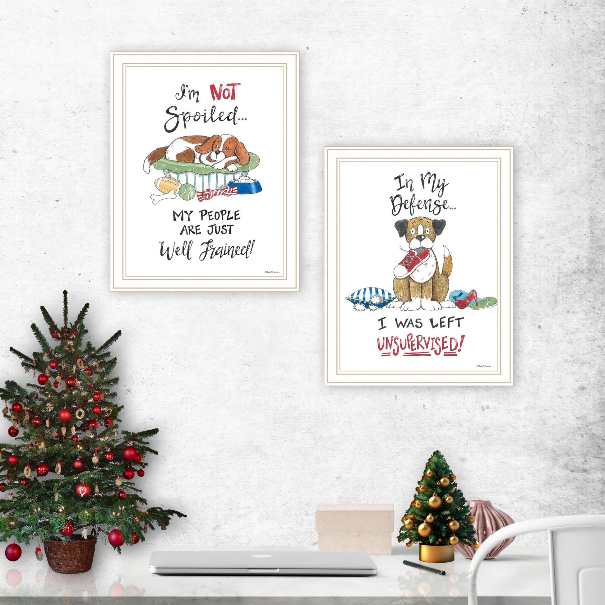 2 Piece Vignette I Was Left Unsupervised White Framed Wall Art For Living Room, Bedroom Wall Art Print For Home Decor By Deb Strain Multicolor Wood Paper