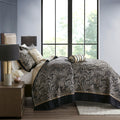 5 Piece Jacquard Bedspread Set With Throw Pillows Black Queen Queen Black Cotton