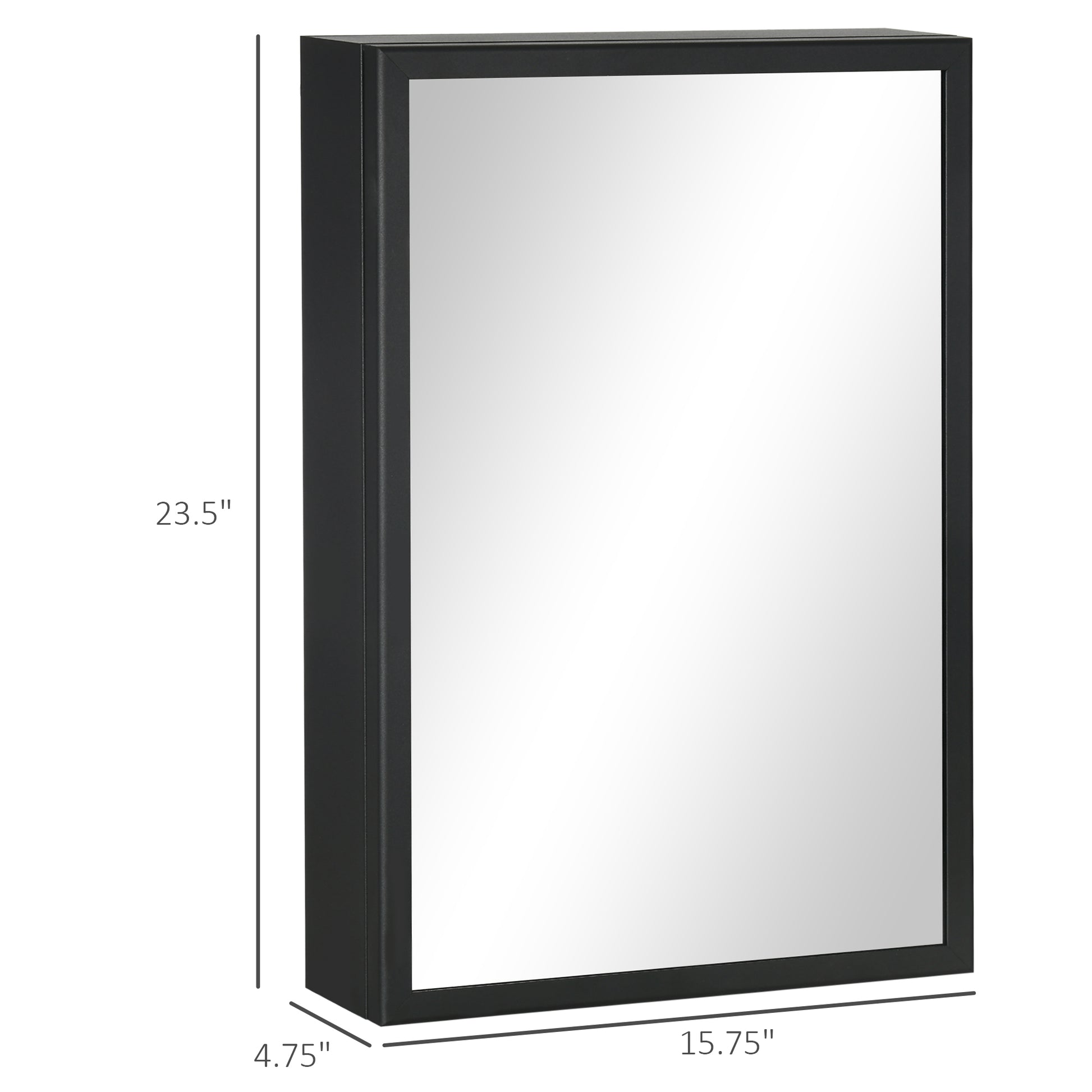 Kleankin Bathroom Mirror With Storage Shelves Bathroom Wall Cabinet, Black Black Stainless Steel