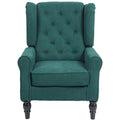 Homcom Button Tufted Accent Chair With High Wingback, Rounded Cushioned Armrests And Thick Padded Seat, Dark Green Dark Green Polyester