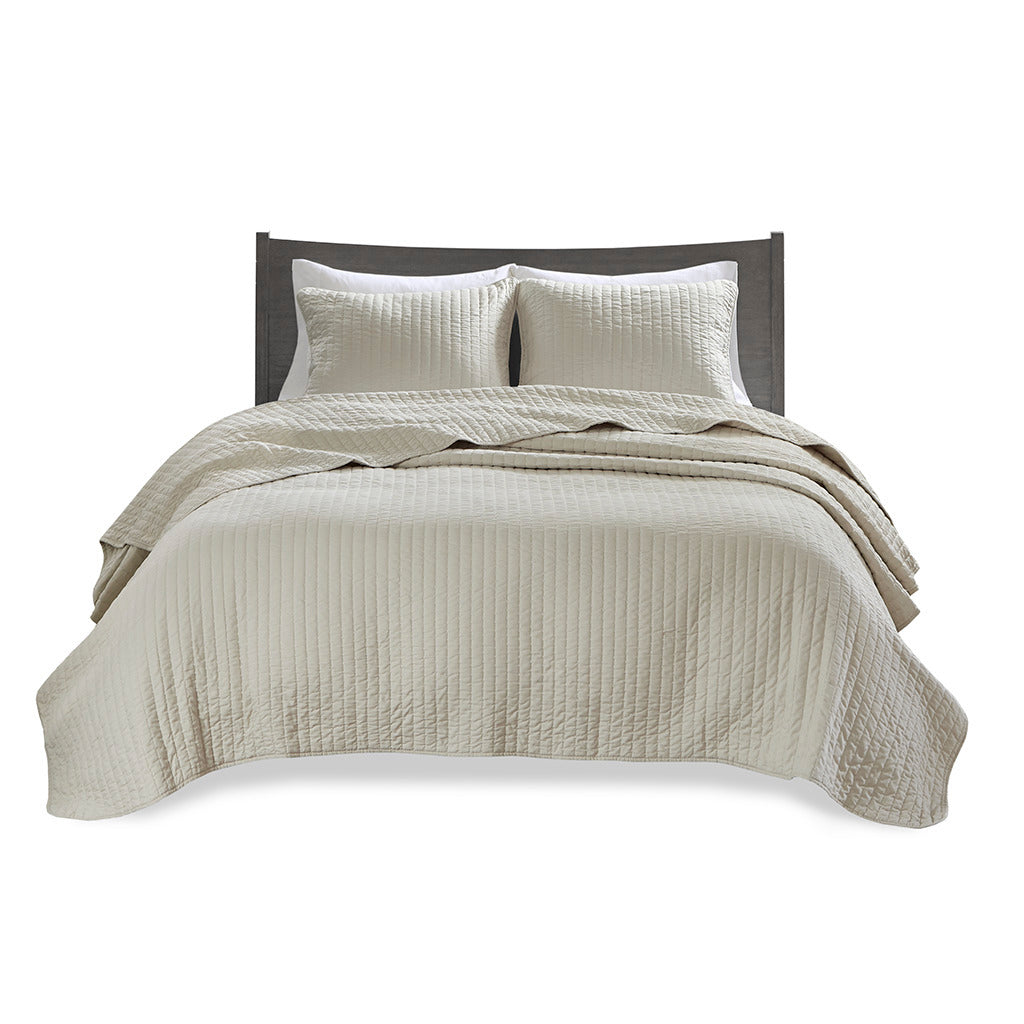 2 Piece Quilt Set Cream Twin Twin Xl Twin Cream Cotton