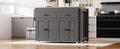 K&K 74.5 Inch Kitchen Island With Extendable Dining Tablerolling Kitchen Island On Wheels With Spice Rack And 2 Drawers, Kitchen Storage Cart With 4 Door Cabinet, For Kitchen, Dining Room, Grey Grey