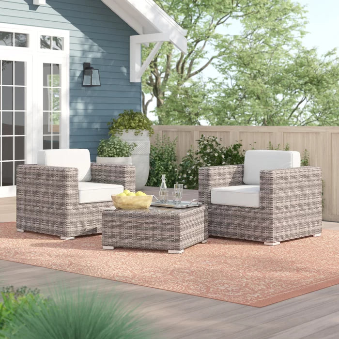 Fully Assembled Rattan Wicker 2 Person Seating Set With Cushions Gray,Grey Mix Wicker