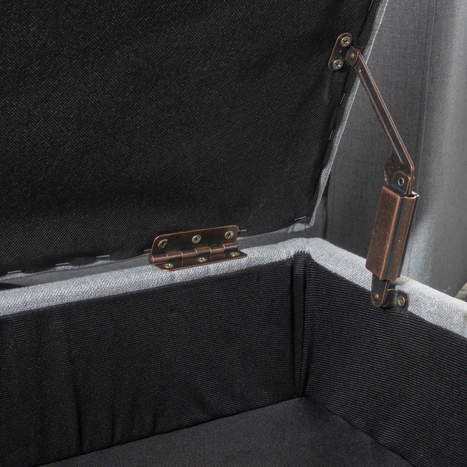 Storage Ottoman Light Grey Fabric