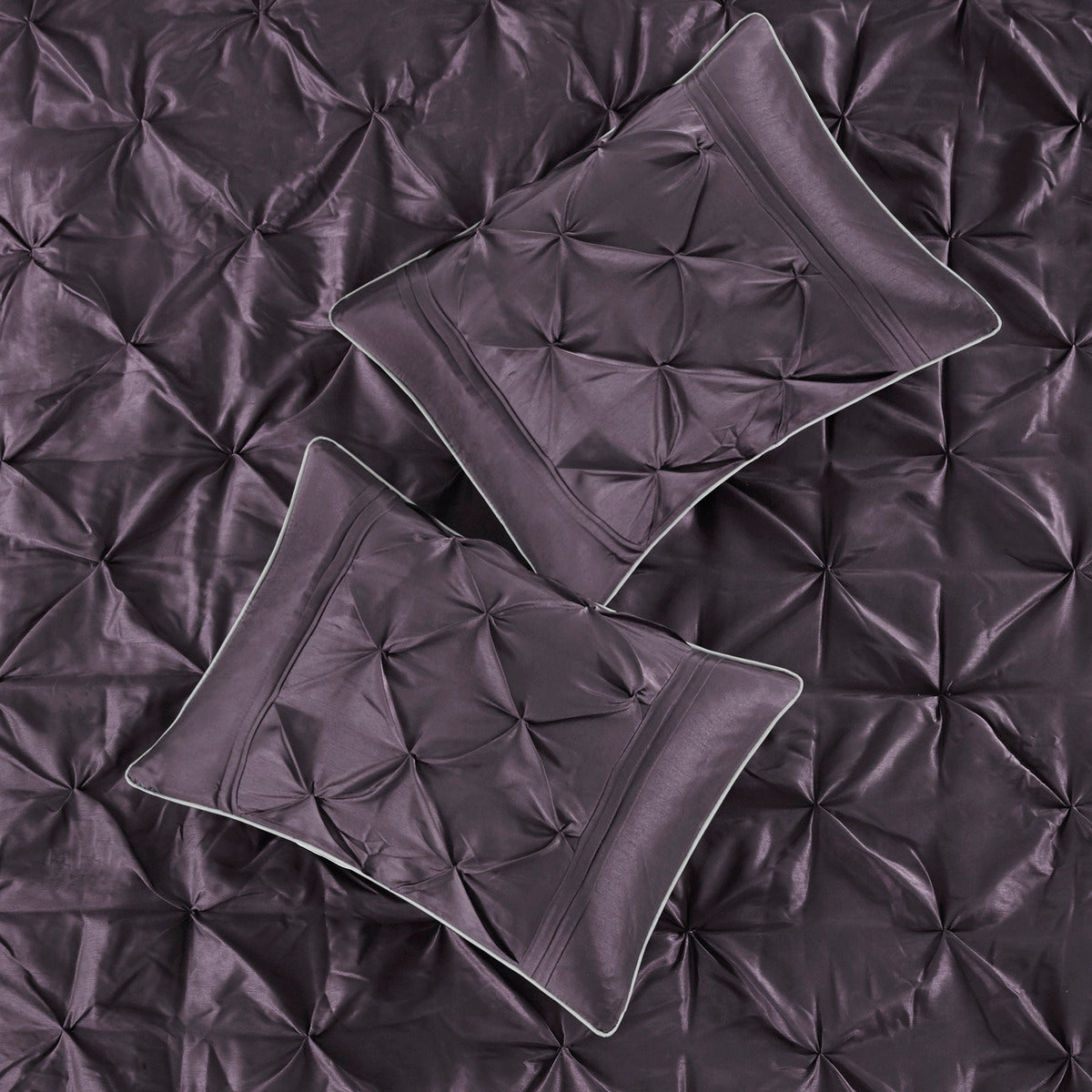 7 Piece Tufted Comforter Set Plum Full Full Plum Polyester
