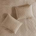 3 Piece Split Corner Pleated Quilted Bedspread Khaki Queen Khaki Polyester