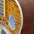Beginner Metal Resonator Guitar, Full Size Circular Neck Traditional Resonator, Built In Preamplifier Tiger Wood