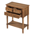 Narrow Console Table, Slim Sofa Table With Three Storage Drawers And Bottom Shelf Natural Natural Solid Wood Mdf