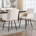Dining Chairs Set Of 2, Upholstered Kitchen Chairs With Comfortable Seat, Velvet Dining Chairs With Armrests, Easy To Assemble And Clean, For Dining Room, Kitchen, Living Room, Cream Color Cream