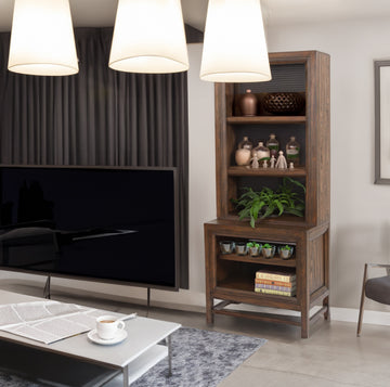 Branson Bookcase Pier, No Assembly Required, Two Tone Finish 3 Brown Brown Library Primary Living Space Closed Back Wood American Design,Transitional Pine Pine