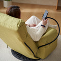 Adjustable Head And Waist, Game Chair, Lounge Chair In The Living Room, 360 Degree Rotatable Sofa Chair,Rotatable Seat Leisure Chair Deck Chair Green Metal Soft Cotton Metal