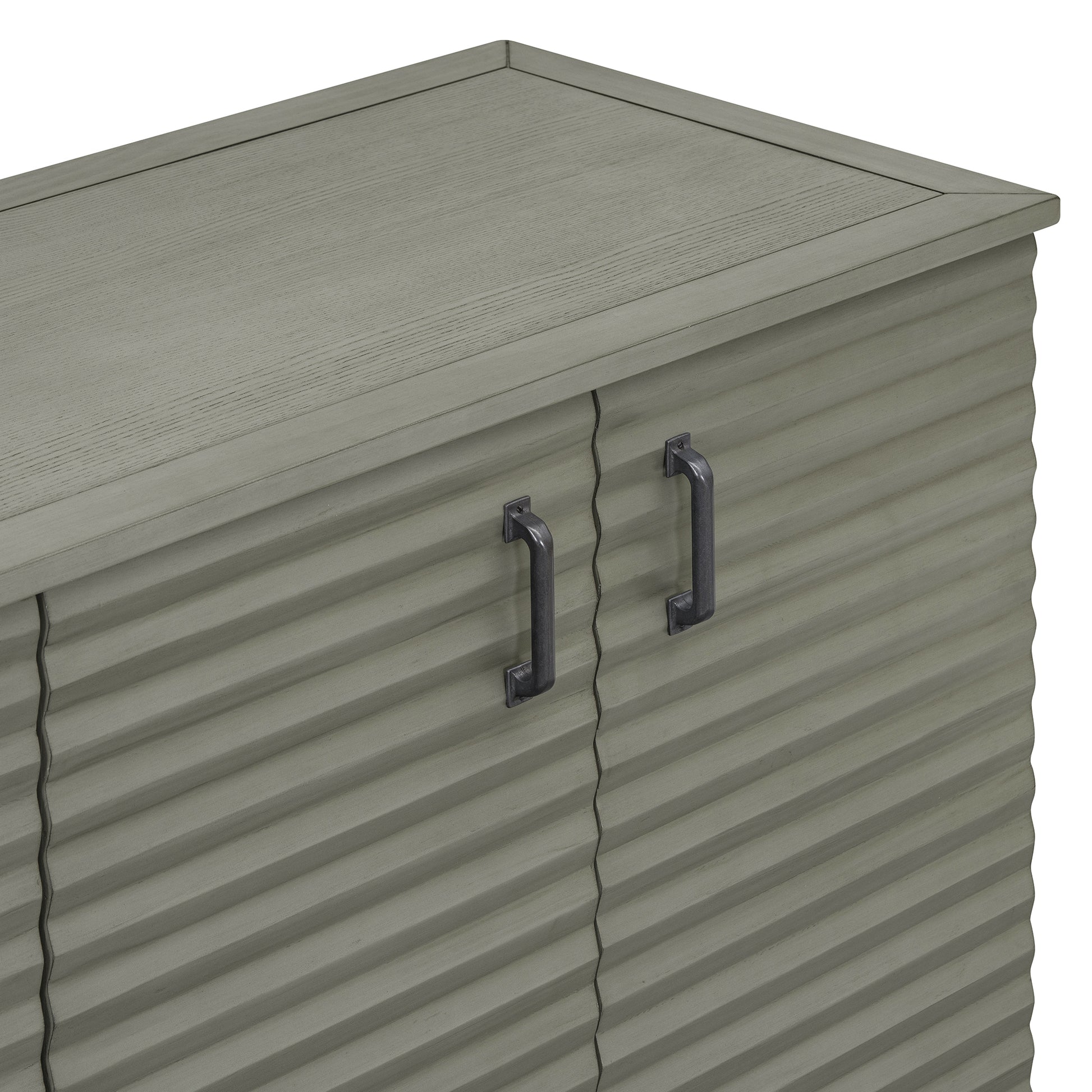 Sideboard With 4 Door Large Storage Buffet With Adjustable Shelves And Metal Handles For Kitchen, Living Room, Dining Room Antique Gray Antique Gray Solid Wood Mdf