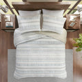 3 Piece Printed Microfiber Seersucker Quilt Set Taupe Blue King Cal King King Taupe Blue Polyester