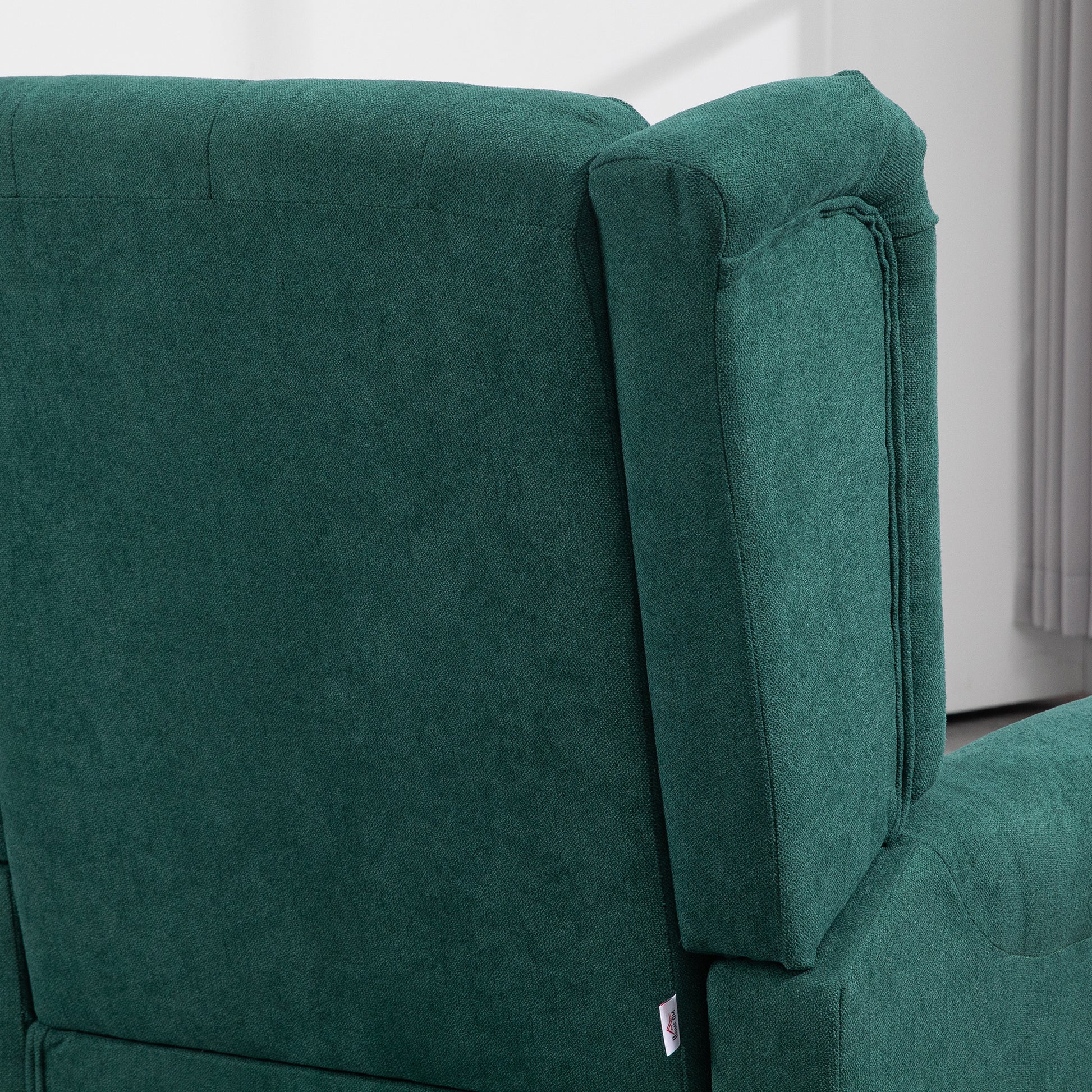 Homcom Button Tufted Accent Chair With High Wingback, Rounded Cushioned Armrests And Thick Padded Seat, Dark Green Dark Green Polyester