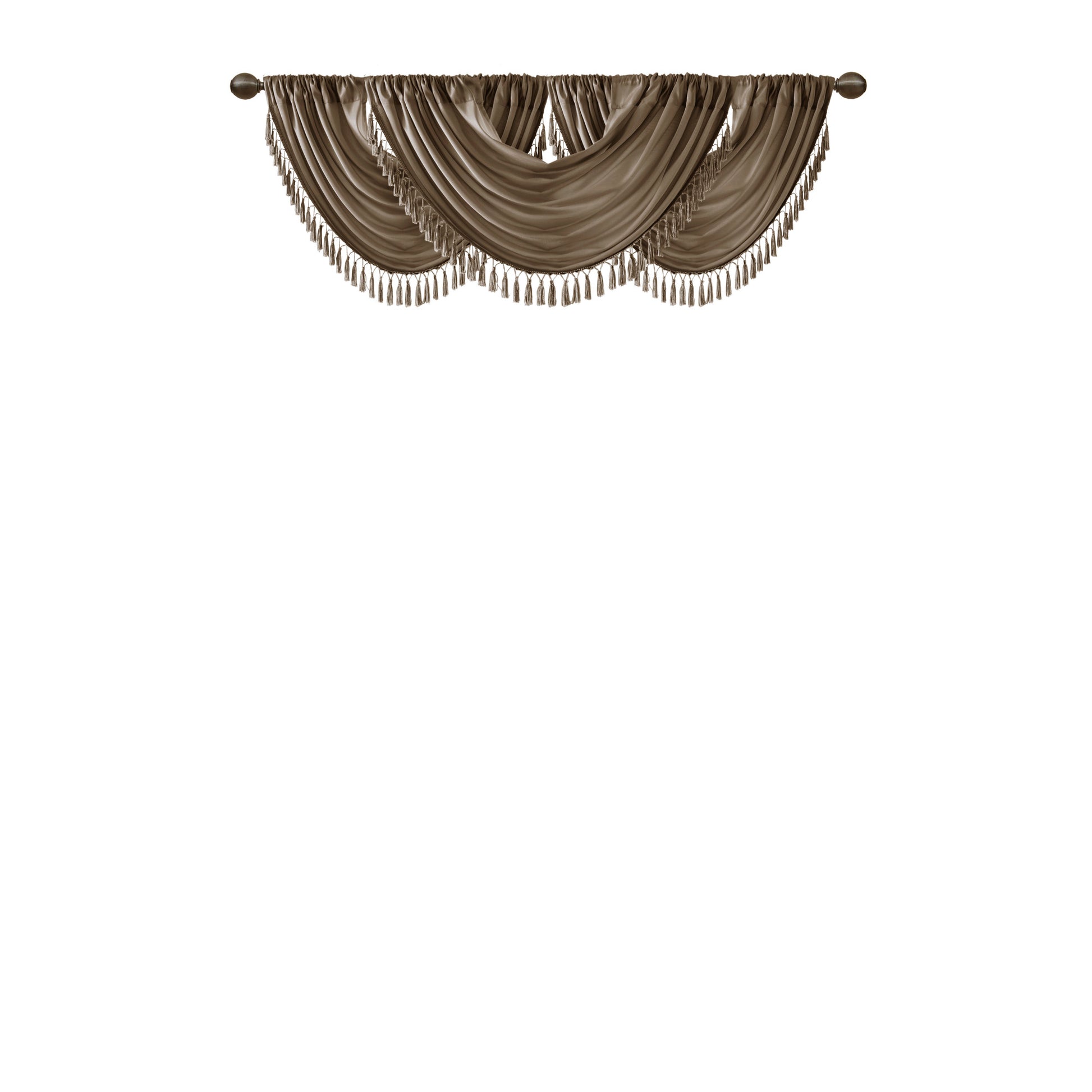 Faux Silk Waterfall Embellished Valance Bronze 38X46" Bronze Polyester