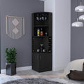 Corner Bar Cabinet, Double Door Cabinet, Glass Rack, Eight Built In Wine Rack, Black Black Solid Wood Mdf Engineered Wood