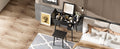 27.9'' Black Makeup Vanity Desk With Flip Top Mirror And Led Light, Dressing Table With Charging Station, 2 Drawers And Fold Up Panel, Vanity Set With Cushioned Stool For Bedroom Black