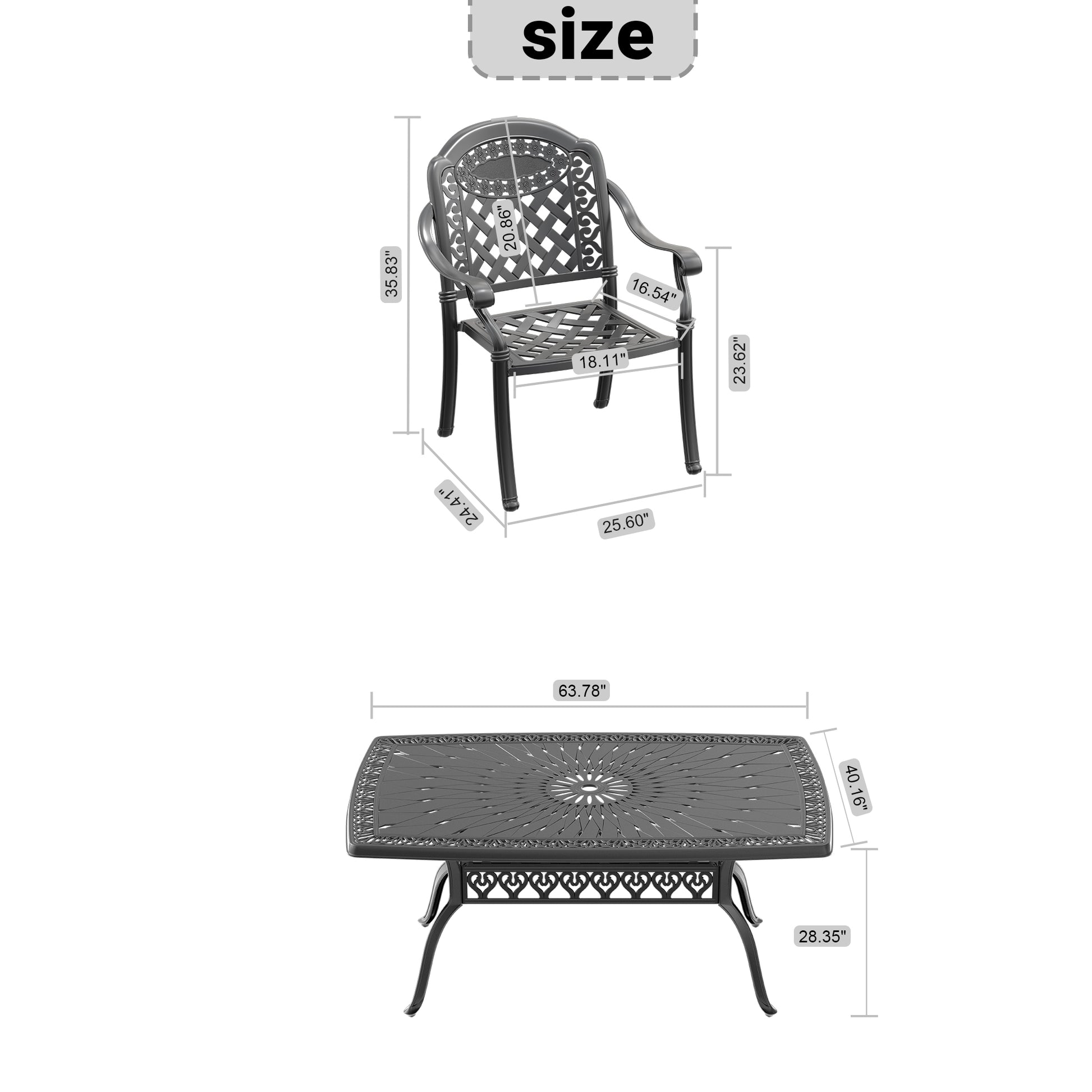Cushions In Random Colors 5 Piece Set Of Cast Aluminum Patio Furniture With Cushions Yes Dining Set Black Seats 4 Rust Resistant Frame Water Resistant Cushion Garden & Outdoor Complete Patio Sets Aluminium