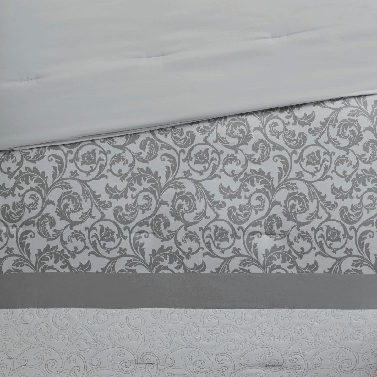 Embroidered 8 Piece Comforter Set Grey Cal King California King Grey Polyester
