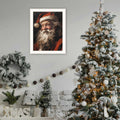 Papa Noel White Framed Wall Art For Living Room, Holiday Wall Art Print For Home Decor, Bedroom Wall Art By Jo Moulton Multicolor Wood Paper