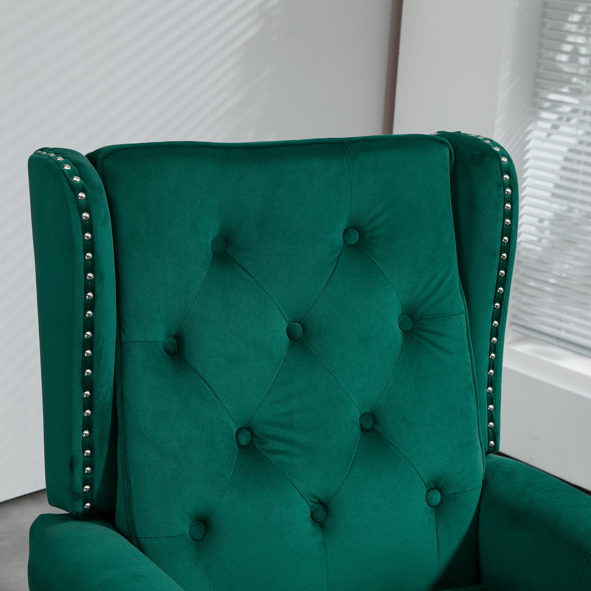 Coolmore Wood Frame Armchair, Modern Accent Chair Lounge Chair With Sturdy Wood Legs For Living Room Bedroom Green Green Primary Living Space Foam Velvet