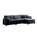 Oversize 3 Seater Sofa With One Footrest, L Shaped Sectional Sofa With Ottoman For Living Rooms,Grey Corduroy Sofa Grey Corduroy 3 Seat