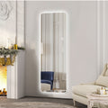 65X22Inch Full Body Mirror With Lights Full Length Mirror Wall Hanging Type Suitable For Bedrooms, Dimming And 3 Color Lighting Silver Modern Glass