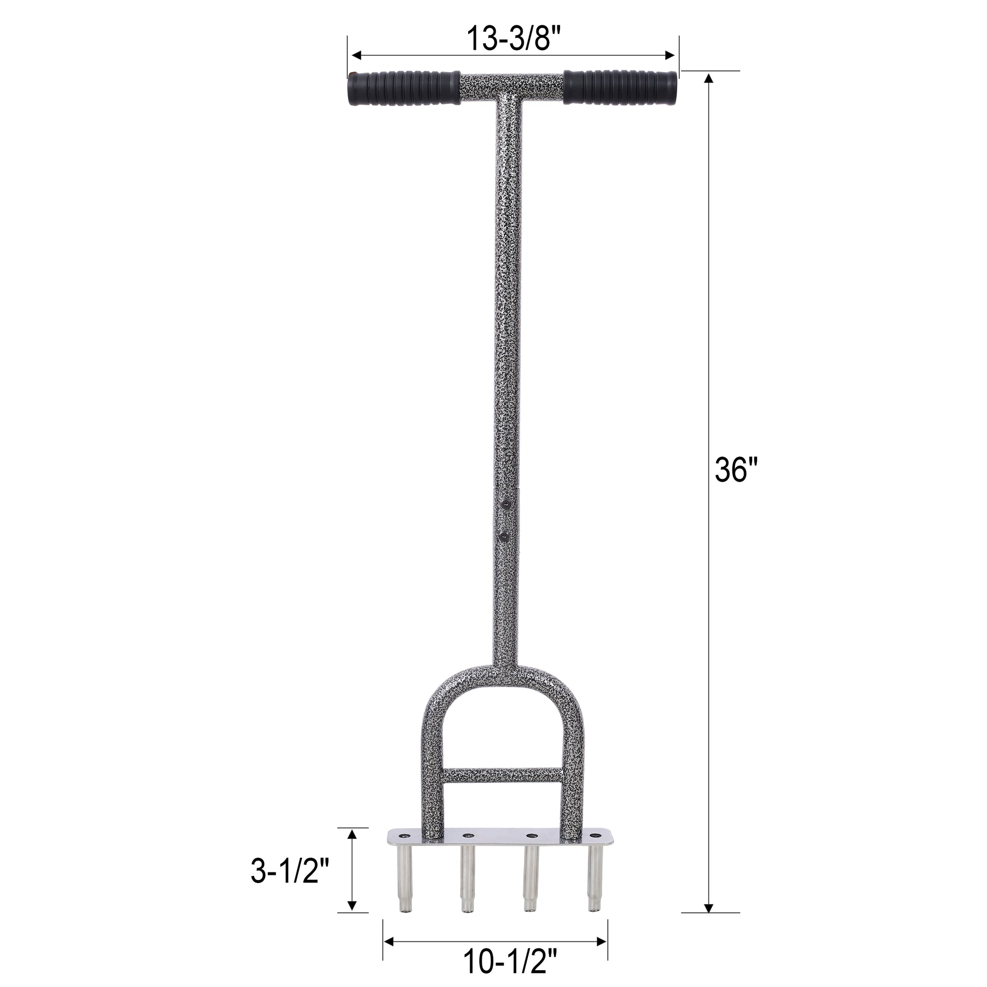 Lawn Coring Aerator, 4 Corer Plug Aerator Tool With Soft Rubber Grip, Manual Grass Aerating Tool, Garden Tool & Cleaning Hand Tool For Loosening Soil And Improving Lawn Health Gray Steel