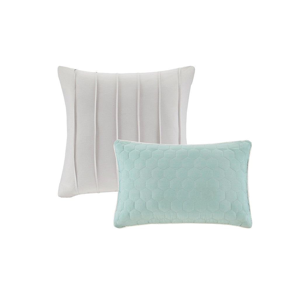 8 Piece Comforter Set Seafoam Grey Queen Queen Multicolor Polyester