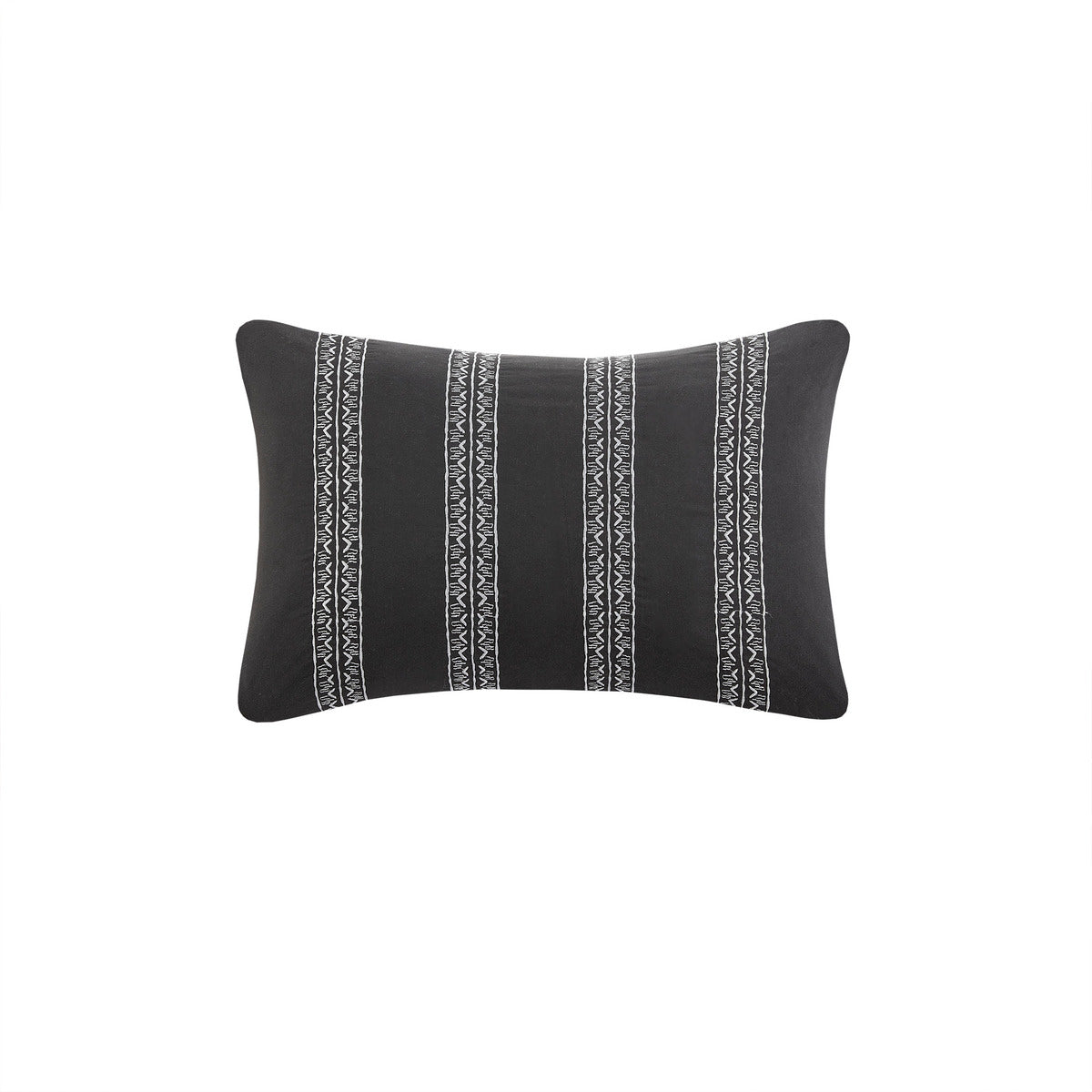 4 Piece Printed Duvet Cover Set With Throw Pillow Queen Black Ivory Polyester