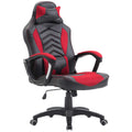 Homcom 6 Vibrating Point Massage Computer Gaming Chair 5 Modes, Racing Style Heated Desk Chair Swivel Rolling Chair With Headrest, Red Black Red Faux Leather