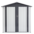 Xwt014 Garden Metal Storage Shed Gray White 6X4X6Ft Outdoor Storing Tools Rainproof Hinge Door Version Grey Metal