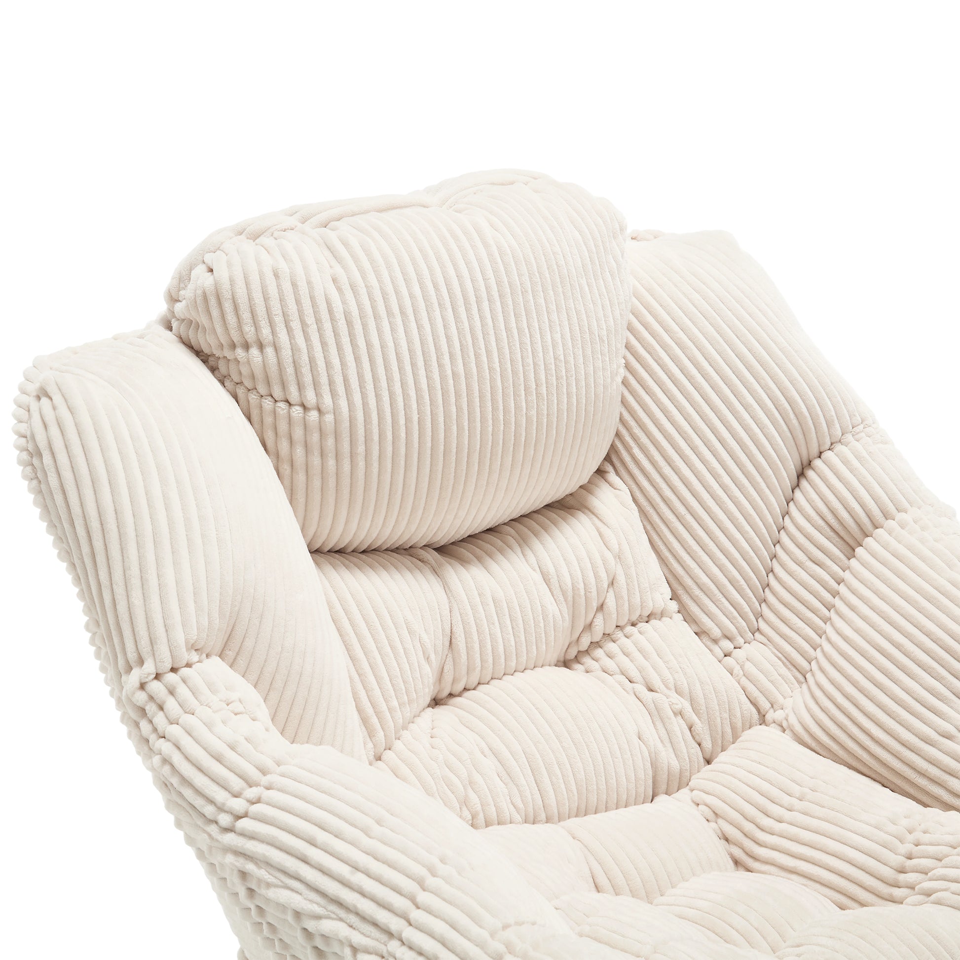 Lazy Chair With Ottoman, Modern Lounge Accent Chair With Armrests And A Side Pocket, Leisure Upholstered Sofa Chair Reading Chair With Footrest For Small Space, Corner Chair White White Cotton Steel