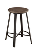 Set Of 2 Counter Height Stools Gray Metal Finish Rustic Industrial Style Furniture Brown,Gray Dining Room Industrial,Rustic Metal