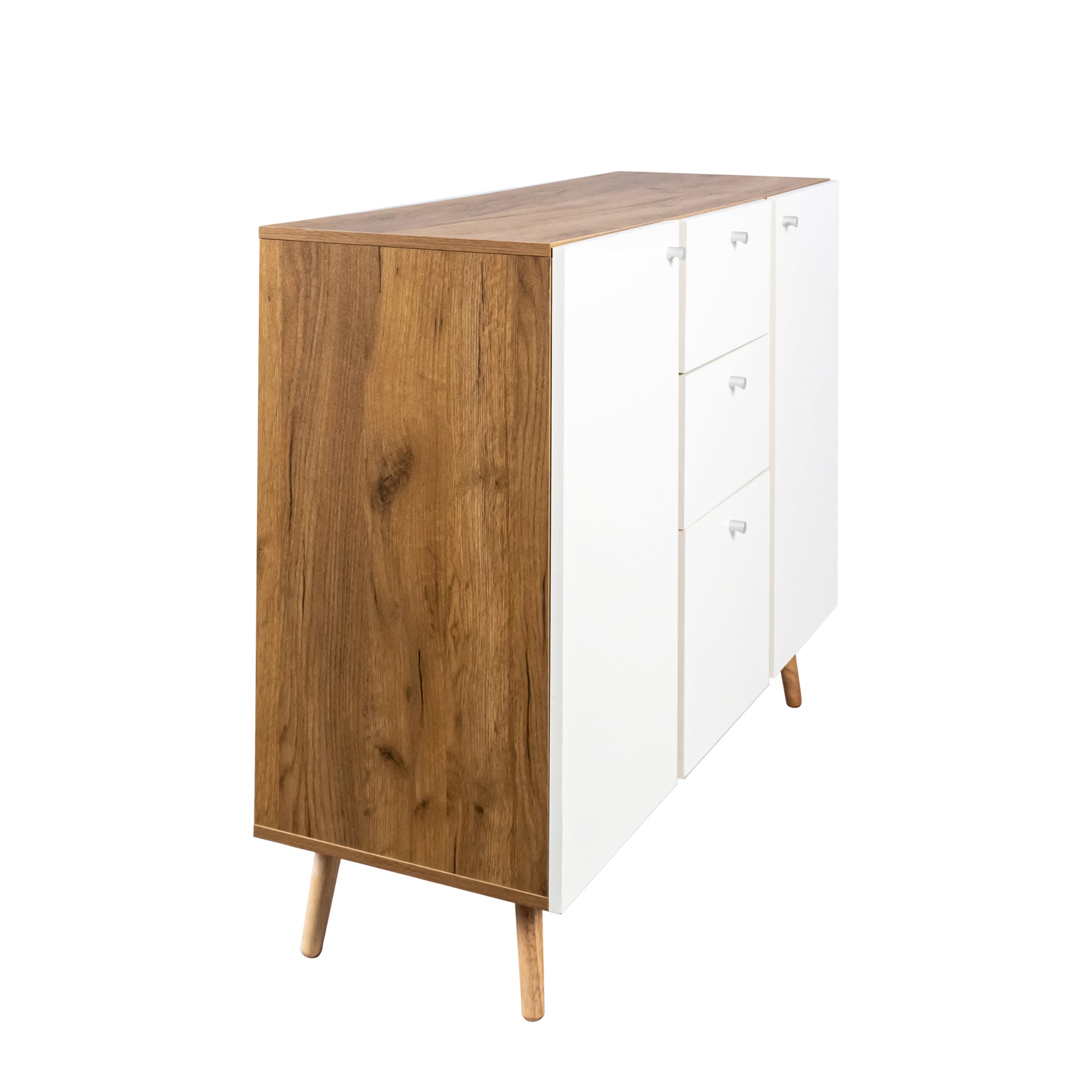 Sideboard Buffet Cabinet With 3 Drawers & 2 Doors,47.24"Buffet Cabinet With Adjustable Shelves For For Living Room Dining Room Hallway,Kitchen White Particle Board Mdf