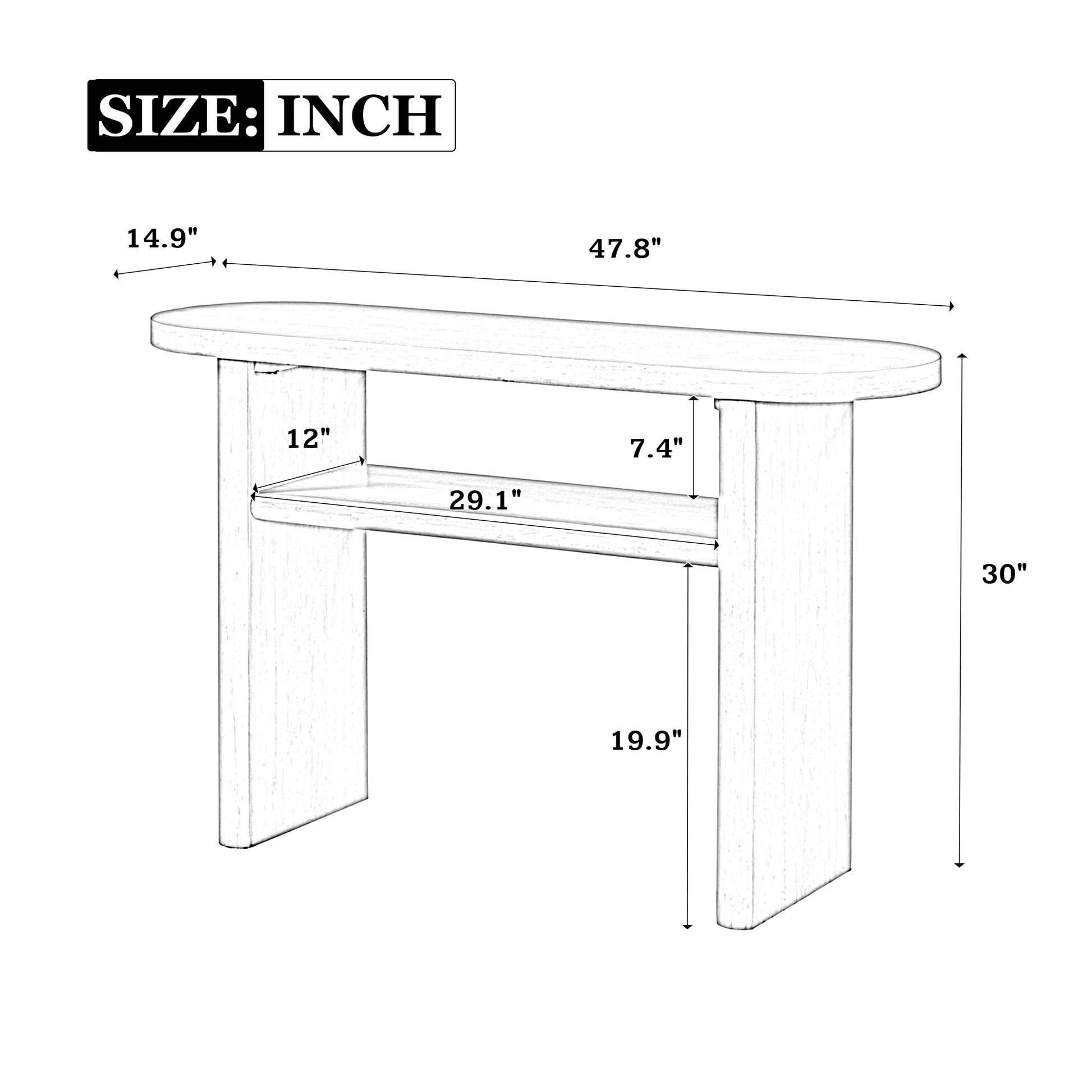 Elegant Minimalist Console Table With Rounded Edges And Sturdy Shelf Design For Entryway, Living Room Espresso Espresso Solid Wood Mdf