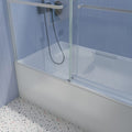 56 60In. W X 65'' H Frameless Double Sliding Tub Door, Bypass Tub Door Clear Glass Soft Closing, 23D02 T60Bn Brushed Nickel Brushed Nickel Stainless Steel